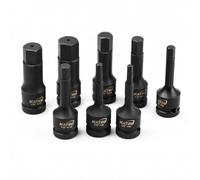KATSU 1/2" Llaves de Vaso Impacto 8 Piezas, 5mm a 19mm Métrica Resistente Juego de Llaves de Vaso de Hex Allen de Impacto Profundo, Herramienta de Reparación Motores Camiones Tractores 420410