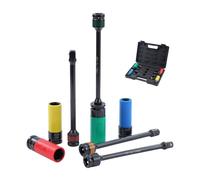 KATSU 8 Piezas 1/2" Juego de Vasos de Impacto con Protectores para Llantas de Aluminio y 8" Barras de Extensión de Limitadoras de Torque 90 a 120 Nm, CR-MO, para Tuercas de Bloqueo de Seguridad