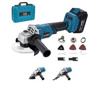 KATSU FIT-BAT 21V Amoladora Angular Inalámbrica Brushless 115mm 125mm Motor sin Escobillas con 3,0 Ah Batería y Accesorios de Adaptador Multiherramienta Oscilante para Cortar Pulir