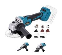 KATSU FIT-BAT 21V Amoladora Angular Inalámbrica Brushless 115mm 125mm Motor sin Escobillas con Accesorios de Adaptador Multiherramienta Oscilante para Cortar Pulir, sin Batería