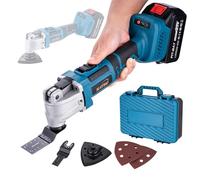 KATSU FIT-BAT 21V Multiherramienta Oscilante Inalámbrica Brushless Motor sin Escobillas con 3,0 Ah Batería y Cargador, 6 Velocidades, Sistema de Cambio Rápido, para Lijar, Raspar y Tronzar