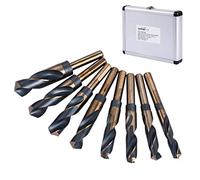KATSU Juego de brocas HSS de vástago reducido, 8 piezas, brocas helicoidales de acero de alta velocidad métricas de 14-25 mm, vástago de 1/2 "para madera, metal, acero en caja de aluminio 12697005