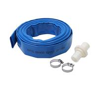 KATSU Manguera Plana para Descarga de Agua 10 m x 32 mm, con 2 Clips y Conector, Se Adapta a Bombas de Agua Sumergibles y Otras para Drenar Estanques, Riego de Jardines, Piscinas, Azul 664433