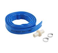 KATSU Manguera Plana para Descarga de Agua 20 m x 38 mm, con 2 Clips y Conector, Se Adapta a Bombas de Agua Sumergibles y Otras para Drenar Estanques, Riego de Jardines, Piscinas, Azul 664423