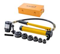 KATSU Perforadora Hidráulica Manual, 10T 22-60,5mm Kit de Herramientas de Punzonado Hidráulico, 6 Matrices Juego de Punzón Hidráulico para Perforar Chapas Metálicas, Plástico 405193