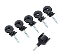 KATSU Tools Aisladores de anillo para cercas eléctricas, 100 piezas, aisladores de anillo atornillables + mandril de destornillador, accesorios para postes de madera para cercas de prados, cuerdas