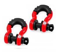 KATSU Tools Grilletes de remolque galvanizados de alta resistencia de 3/4" con anillo en D, paquete de 2, capacidad de 4,75 toneladas, para recuperación todoterreno 4x4, rojo
