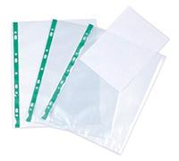 KAV 500 Deluxe vidrio transparente A4 bolsillos perforados - franja verde - (100)