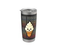 Kawaii Ice Cream Cone Cute Smiling Vintage Anime Dessert Vaso térmico de acero inoxidable de doble pared