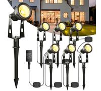 Kawaya 6-In-1 Foco Led Exterior|20M Luces Jardin|Baja Presión 36V|IP68 Impermeable|3100k Amarillo Cálido para Patio Terraza