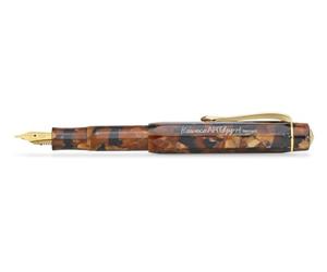 Kaweco ART SPORT Pluma Estilográfica Hickory Brown - Acrílico Exclusivo Con Plumín de Acero, Caja de Metal - 12,5 cm, F (Fina)