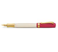 Kaweco Pluma estilográfica Student 30's Blues I Premium para cartuchos de tinta, pluma nostálgica Kaweco en rojo y crema con adornos de oro cálido, ancho de pluma: B (ancho)