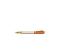 Kaweco Pluma estilográfica Student 70's Soul de primera calidad para cartuchos de tinta, pluma nostálgica en naranja y crema con adornos dorados cálidos, ancho de pluma: M (mediano)