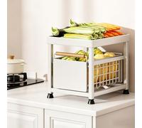 KAXLDHH Carrito Estrecho de Almacenamiento en Acero al Carbono con Cajones Extraíbles, Organizador Metálico Auxiliar para Cocina Baño, Carro Multiuso con Ruedas(Wit,39x24x26cm)