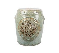 KAXLDHH Taburete de Jardín de Cerámica 45cm Mesa Auxiliar Orificio de Ventilación Superior Base Estable Superficie Lisa Forma de Tambor Soporte Macetas
