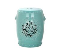 KAXLDHH Taburete de Jardín de Cerámica 45cm Mesa Auxiliar Orificio de Ventilación Superior Base Estable Superficie Lisa Forma de Tambor Soporte Macetas