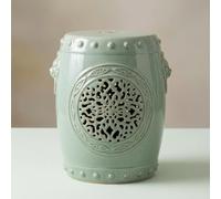 KAXLDHH Taburete de Jardín de Cerámica 45cm Mesa Auxiliar Orificio de Ventilación Superior Base Estable Superficie Lisa Forma de Tambor Soporte Macetas