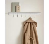 Kazai. Perchero de pared 'Holmsen' | Perchero moderno con estante de metal | Panel perchero minimalista para entrada y recibidor | Colgadores de ropa para pared | Blanco