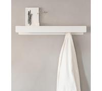 Kazai. Perchero de Pared 'Kian' | Moderno con Ganchos para Colgar Ocultos y Estante | Colgador de Pared de Diseño en Metal | Percheros para Puerta y Recibidores de Entrada | Blanco