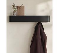 Kazai. Percheros de pared originales 'Tone' | Panel moderno con colgadores de ropa ocultos y estante | Percheros para entrada minimalista en metal | Perchero de montaje en pared | Negro