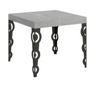 Kazay Mesa Cuadrada Extensible Oriental De 4 A 12 Personas L 90 A 246 Cm Gris Hormigón Y Patas De Metal Antracita