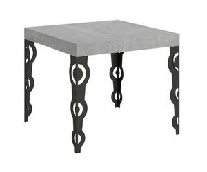 Kazay Mesa Cuadrada Extensible Oriental De 4 A 12 Personas L 90 A 246 Cm Gris Hormigón Y Patas De Metal Antracita