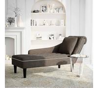 KBHRENP Tumbona Chaise Lounge Cuero Gris Oscuro con Reposabrazo Derecho | Espuma alta elasticidad, almohada lumbar, botones decorativos, uso versátil salón dormitorio oficina