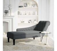KBHRENP Tumbona con Almohada y Reposabrazo Derecho Tela Gris Oscuro | Espuma alta elasticidad, botones decorativos, uso versátil salón dormitorio oficina, tapizado suave