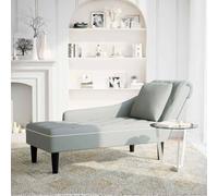 KBHRENP Tumbona Terciopelo Gris Claro con Reposabrazo Derecho y Almohada | Terciopelo suave, espuma adaptable, botones elegantes, uso versátil, almohada lumbar incluida