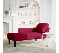 KBHRENP Tumbona Terciopelo Rojo Vino con Almohada y Reposabrazo Derecho | Espuma alta elasticidad, tapizado suave, almohada lumbar, uso versátil salón o dormitorio