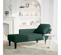 KBHRENP Tumbona Terciopelo Verde Oscuro con Almohada y Reposabrazo Derecho | Espuma alta elasticidad, tapizado suave, uso versátil, diseño elegante, ideal salón o dormitorio