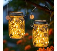KBIBCK 2 lámparas solares para exteriores, 20 LED, luz solar para exteriores, resistente al agua, lámparas solares colgantes para jardín, terraza, balcón, fiesta, decoración al aire libre