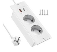 KBIBCK Enchufe empotrable con USB y tipo C, enchufe de mesa 4 en 1, regleta de 2 enchufes, placa de mesa empotrada con cable de 2 m, enchufe múltiple para enchufe, enchufe múltiple para cocina