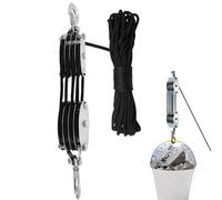 KBIBCK Polea de carga pesada, sistema de poleas de 2000 kg, capacidad de elevación máxima 8:1, rotación de 270°, ahorro de trabajo, cable de alto rendimiento con nailon de 20 m, para garajes de caza