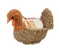 Kbnuetyg Bandeja para aves de corral - en forma de pájaro, recipiente de fibra natural, cubo de rústico, contenedor temático de caña | Soporte para servir peculiar para la producción de