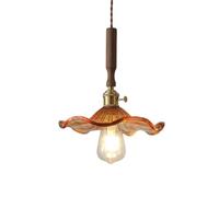 KBUUKYYXouy Lámpara colgante de vidrio soplado a mano francesa Flor arte retro Lámparas colgantes una sola cabeza ajustables Araña romántica japonesa B& for escaparate(Brown,1 light)