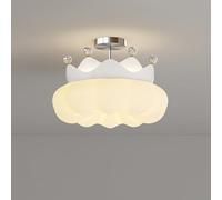 KBUUKYYXouy Lámpara de techo rosa for dormitorio de niñas, lámpara de techo blanca de cristal con corona for niños, montaje semiempotrado, accesorio de iluminación redondo(White,55CM)