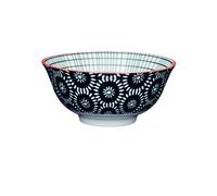 Kc - cuenco (15,7 cm), diseño floral, color negro