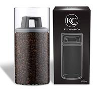 KC Kitchen & Co. Bote de café con tapa al vacío, almacenamiento hermético, a prueba de polillas, recipiente de café de vidrio, sin BPA, recipiente de vidrio de borosilicato, almacenamiento sostenible