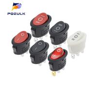 KCD1 25*16,5mm Mini interruptor basculante redondo para barco 2/3 pines SPST ON-OFF-ON 6A/250VAC interruptores de botón de encendido con luz Waterproof cover