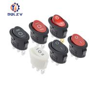 KCD1 interruptor basculante ovalado 3/2 pines 10A interruptor de alimentación 6A 250V 10A 125V ON-OFF-ON interruptor en forma de barco elíptico rojo Waterproof cover