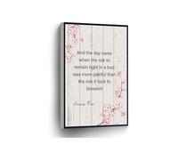 KCDFDVJFBM Canvas Print Wall-Art Anais Nin Cherry Blossom Poster The Risk It Took To Blossom Inspirational Quotes for Home Office School Decor(Framed,12x18inch(30x45cm))