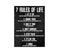 KCDFDVJFBM Daily Stoic 7 Rules of Life Poster Stoicism Philosophy Motivational Wall-Art for Men Office Decor Minimalist Black White(Framed,16x24inch(40x60cm))
