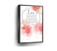 KCDFDVJFBM Home Office School Decor John 3 16 Canvas Print For God So Loved The World Watercolor Wall-Art(Framed,16x24inch(40x60cm))