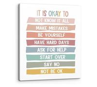 KCDFDVJFBM Inspirational Quote Wall-Art It's Okay To Not Be Okay School Counselor Office Decor Print Canvas Painting Artwork for Classroom Psychologist Office Decor(Framed,12x18inch(30x45cm))