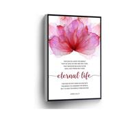 KCDFDVJFBM Inspirational Scripture Wall-Art John 3 16 17 Canvas Print For God So Loved The World Watercolor Flower Decor for Home Office School(Framed,16x24inch(40x60cm))
