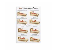 KCDFDVJFBM Senior Bed Exercises Poster Low Impact Exercise Routine Chart for Older Adults Gentle Stretching Decor(Framed,08X12inch(20X30cm))