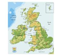 KCDFDVJFBM United Kingdom Map Wall-Art Poster British Isles Ireland Scotland Topographical Print(Unframed,08x12inch(20x30cm))