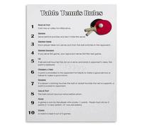 KCDFDVJFBM Vintage Chalkboard Table Tennis House Rules Canvas Poster For Game Room Man Cave And Sports Themed Wall Decor Inspiration(Framed,12x18inch(30x45cm))