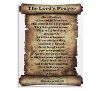 KCDFDVJFBM Vintage The Lords Prayer Canvas Art Matthew 69-13 Wall Decor for Office Study Room Print(Framed,08x12inch(20x30cm))